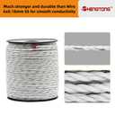 Electric Fence Poly Rope 656ft (200m), 1/4 inch (6mm) Upgraded Portable Polyrope, 6 x 0.18mm Strong SS Conductors, Electric Fence Rope for Horses, Safe Enough for Large Animals (White)