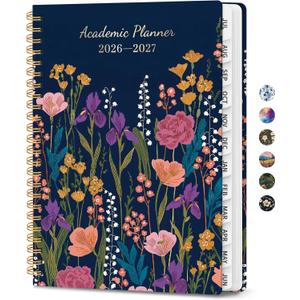 ZOTIA Planner 2026-2027 Jul 2026-Jun 2027 Academic Monthly & Weekly Planner | Ink Blossoms, 8.5" x 11", Hardcover Pretty Calendar Planner for Women, Spiral Organizer for School Office Home Supplies