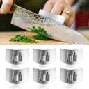 6pcs Stainless Steel Finger Guards for Cutting, Kitchen Chopping Finger Protector Tool Single Finger Ring Style Finger Cutting Shield Hand Protector for Slicing, Dicing, Chopping