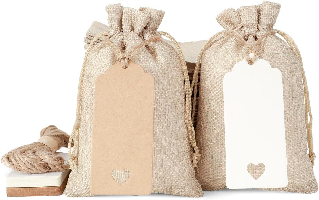 Tapleap Small Gift Bags with Drawstring - 30Pcs 4x6 Burlap Sacks for Wrapping Favors, Candy, Coffee Bean, Wooden Cross, Crucifix, For Small Business, Church, Wedding (Original)