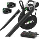 Cordless Leaf Blower&Vacuum SOYUS 3in1 Leaf Vacuum Mulcher 40V 360CFM 5 Speeds Brushless Battery Operated Leaf Blower for Lawn Care with 45L Bag (2 x 4.0Ah Battery and Charger Included)