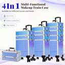 AROUS Rolling Makeup Train Case 4 in 1 Cosmetology Case on Wheels Large Storage Cosmetic Trolley with Key Salon Barber Case Traveling Cart Trunk, Colorful