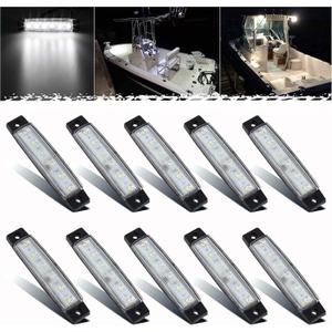 PSEQT LED Boat Interior Lights Marine Courtesy Light Strip Deck Transom Cockpit Navigation Lighting Waterproof for Fishing Pontoon Kayak Yacht Sailboat (White 10Pcs)