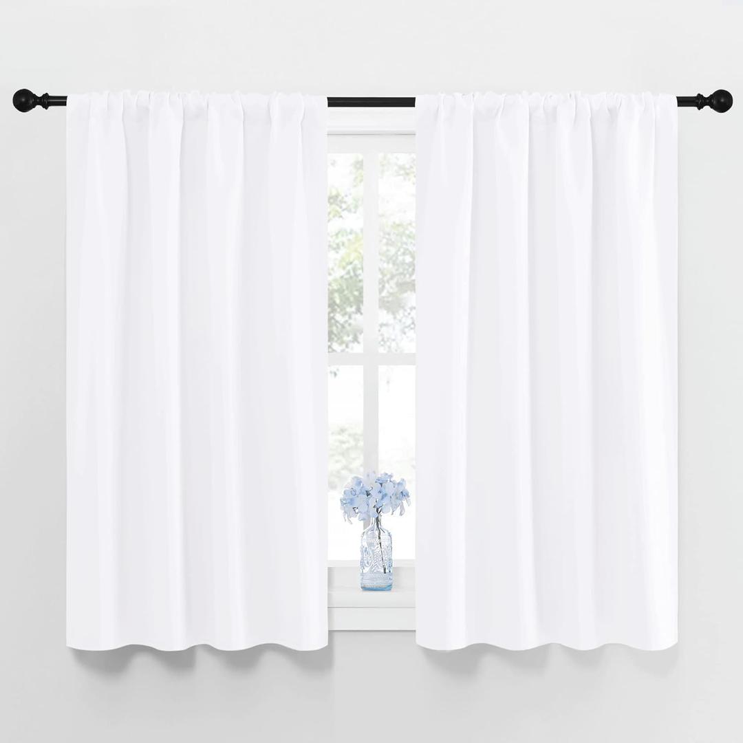 NICETOWN Window Curtain Panels - Rod Pocket Curtain Set for Bedroom (Pure White, 2 Panels, 42 by 45)
