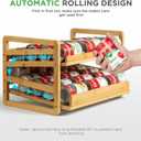 Bamboo Rolling Can Organizer for Pantry, Stackable 2 Tier Canned Food Organizer Rack for Storage, Kitchen Cabinet, Can Holders Dispensers for Pantry Up To 27 Cans