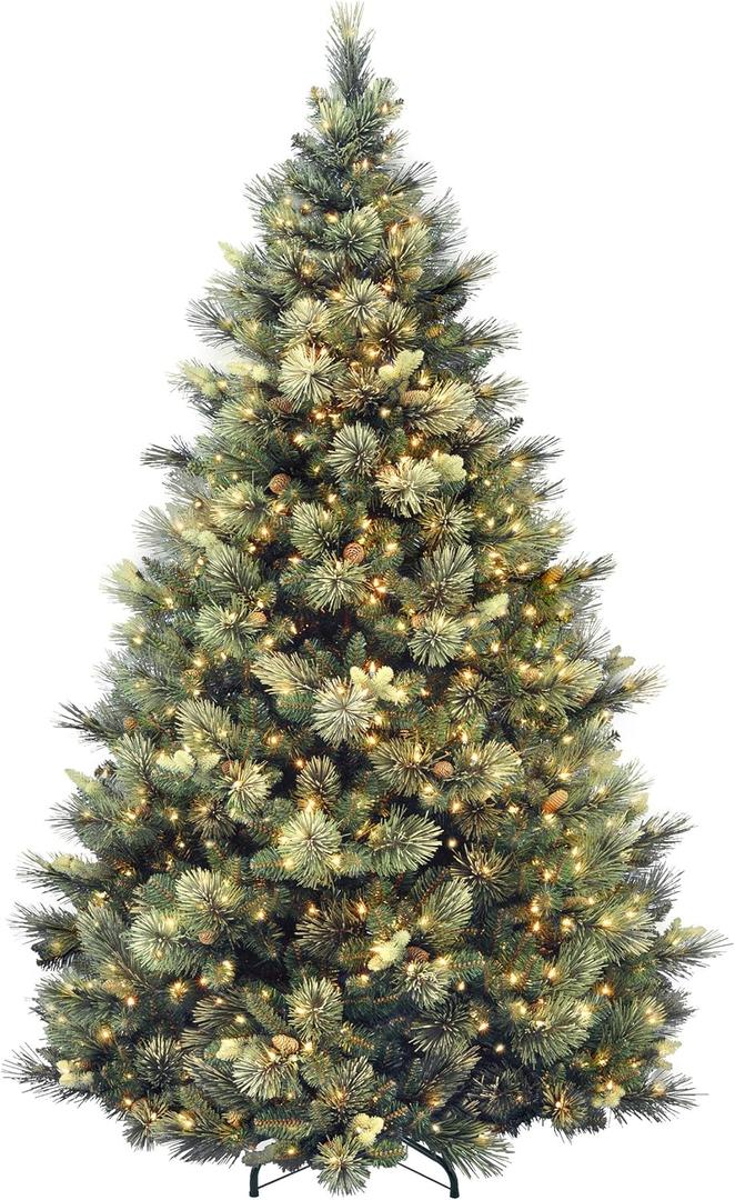 National Tree Company 7.5 ft Pre-Lit Carolina Pine Artificial Christmas Tree, 1,000 Clear Lights, 1,399 Tips, Includes Stand, Green