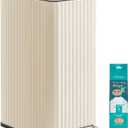 SONGMICS Trash Can, 13 Gallon (50 L) Slim Garbage Can for Kitchen, with Soft-Close Lid, Pedal, Removable Inner Bucket, Stainless Steel, 15 Trash Bags, Space-Saving, Cream White ULTB350LZ01