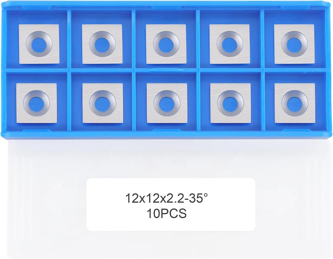12mm Square Carbide Inserts, 12x12x2.2mm Tungsten Carbide Replacement Knives for Spiral Helical Planer Cutter Head and Woodworking Surfacing Router Bits, 10pcs (12122.2mm-35)