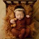 Newborn Photography Props Bed Prop Brown Rustic Mini Wooden Bed for Baby Photography, Infant Photoshoot Posing Prop for Newborn Sessions