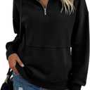 SHEWIN Womens Sweatshirt Casual Long Sleeve Half Zip Pullover Lightweight Sweatshirts Tops Fall Fashion Outfits 2025 (Medium, Black)