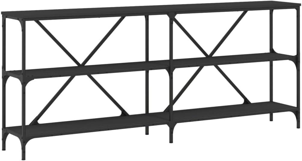 vidaXL Console Table Black 70.9x11.8x29.5 Engineered Wood and Iron
