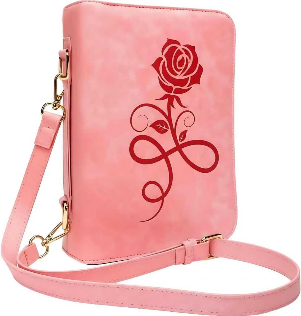 Girls Bible Case, TSWONKS Bible Coves for Girls Bible Cover Women with Shoulder Strap Leather Bible Cover with Zipper for Girl Women Christian Church Kids Pink