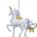 White Iridescent Unicorn with Gold Horn Christmas Tree Ornament New