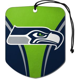 FANMATS 61586 NFL Seattle Seahawks Hanging Car Air Freshener, 2 Pack, Black Ice Scent, Odor Eliminator, Shield Design with Team Logo