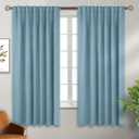 BGment Rod Pocket and Back Tab Blackout Curtains for Bedroom - Thermal Insulated Room Darkening Curtains for Living Room, 2 Window Curtain Panels (52 x 63 Inch, Greyish Blue)