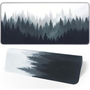 Winter Forest Tree Mouse Pad Gaming Mousepad Non-Slip Rubber Base Keyboard Pad Desk Mat for Home Office, 31.5 x 11.8 in