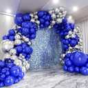140Pcs Blue and Silver Balloon Garland Arch Kit - Royal Blue and Metallic Silver 18 12 10 5 Inch Different Size Balloons for Wedding Bachelor Birthday Baby Shower Graduation Party Decorations