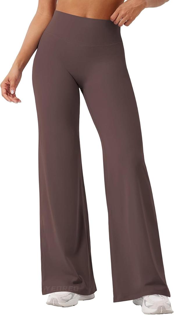 YEOREO Workout Leggings Womens No Front Seam Straight Leggings 31.5" High Waist Buttery Eddiy Gym Yoga Pants Plum Brown S