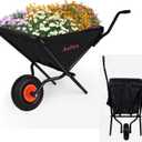 Collapsible Wheelbarrow, Folding Utility Garden Cart Easy Loading and Dumping Yard Cart Thickened Oxford Cloth Lawn Cart for Nutrient Soil,Grass, Leaf, Garden Supplies