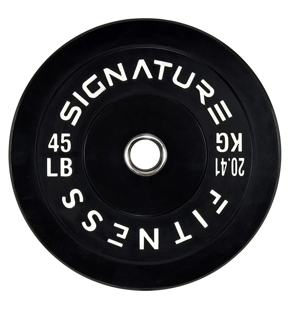 Signature Fitness 2" Olympic Bumper Plate Weight Plates with Steel Hub - 100% Virgin Rubber