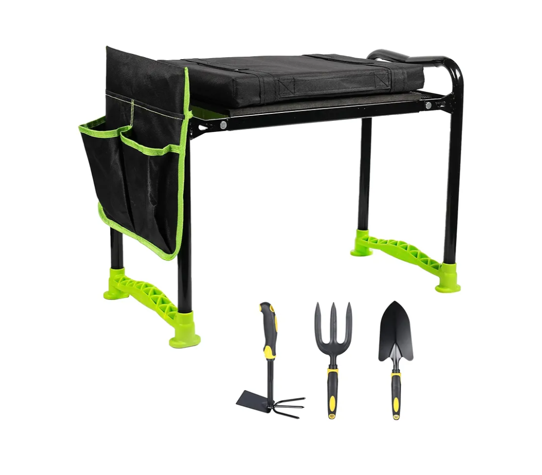Garden Kneeler and Seat Foldable Garden Stool - Extra Gardening Tools, Upgraded Detachable Softer Kneeling Cushion and Wider Frame - Garden Gift for Women Men Seniors