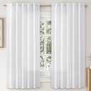 MIULEE Faux Linen Curtains 63 Inch Length 2 Panels Natural White Semi Sheer Curtain with Back Tab Rod Pocket, Light Filtering Window Privacy Burlap Drapes for Living Room Bedroom 42W x 63L