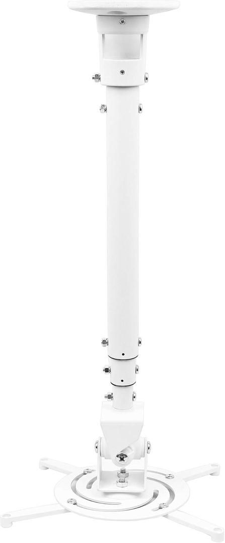 Full Motion Universal Ceiling Projector Mount Bracket with Adjustable Height and Extendable Arms Rotating Swivel Mount for Home and Office Projector (White)