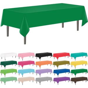 YSYJ 12 Pack Green 54 x 108 Inch Disposable Plastic Tablecloths Rectangle Table Cloth Plastic Table Cover for Parties