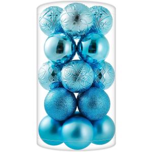 20ct Baby Blue Christmas Ball Ornaments Shatterproof Plastic Christmas Tree Decorations for Xmas Party Home Office Holiday Decor -Large Size (3.15", 80mm)