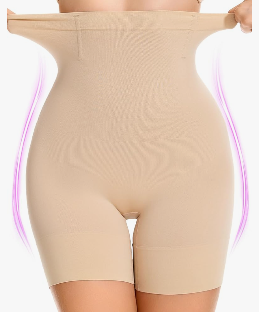 Shapewear Tummy Control Shorts for Women, 5-IN-1 Body Shaper High Waisted Girdle Boyshort Slip Short for Under Dresses Size M, Nude