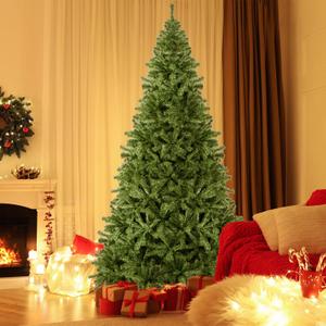 Giantex 9ft Artificial Christmas Tree, Premium Hinged Xmas Tree with 2132 Branch Tips, Metal Stand, Christmas Pine Tree for Indoor and Outdoor Holiday