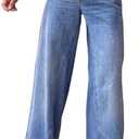 Necooer Womens Jeans Stretchy Casual Boyfriend Wide Leg Washed Sexy Baggy Denim Pants for Women Trendy, Small, Light Blue