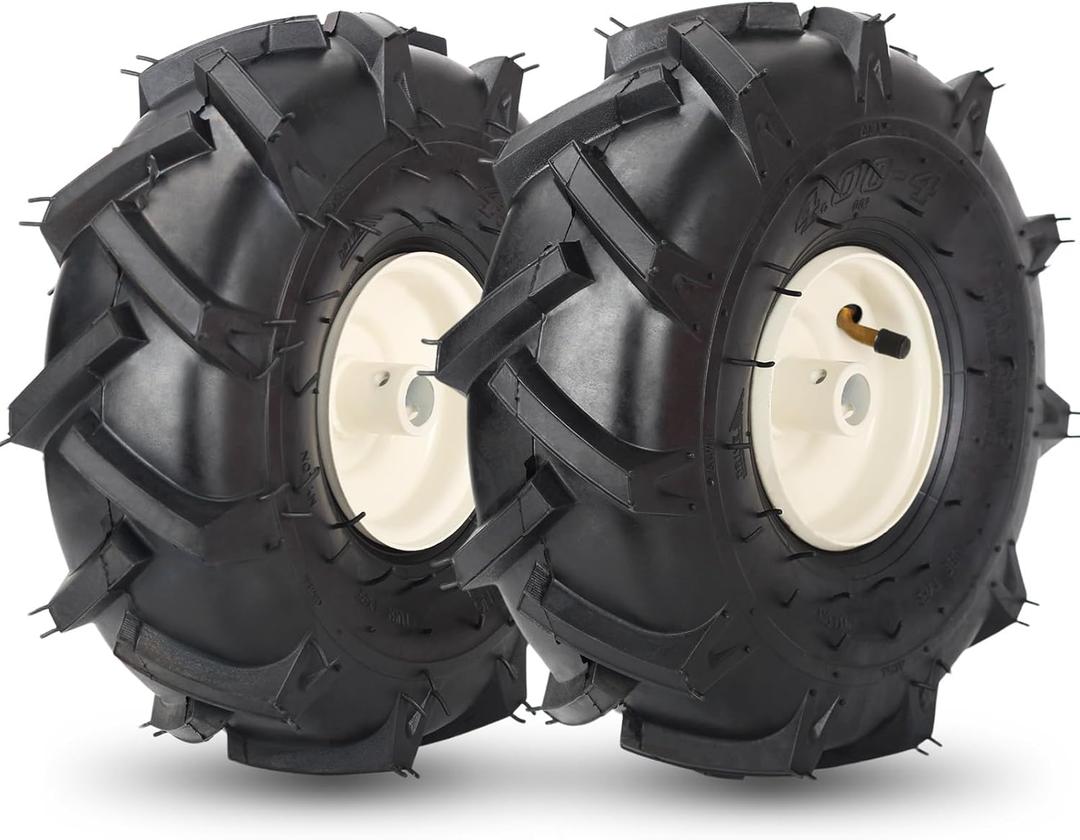 11x4.00-4" Tiller Tire and Wheel, 3/4" Axle Size, 3-1/8" Centered Hub, Compatible with Craftsman & Troy-Bilt Tiller Replacement, 2 Pack-11x4.00-4