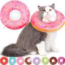 Cat Cone Collar Soft, Cat Recovery Collar for Wound Healing Cute Donut Adjustable Kittens Cones to Stop Licking Comfortable Lightweight Neck Elizabethan Collars for Cats Kittens After Surgery (Large), Pink