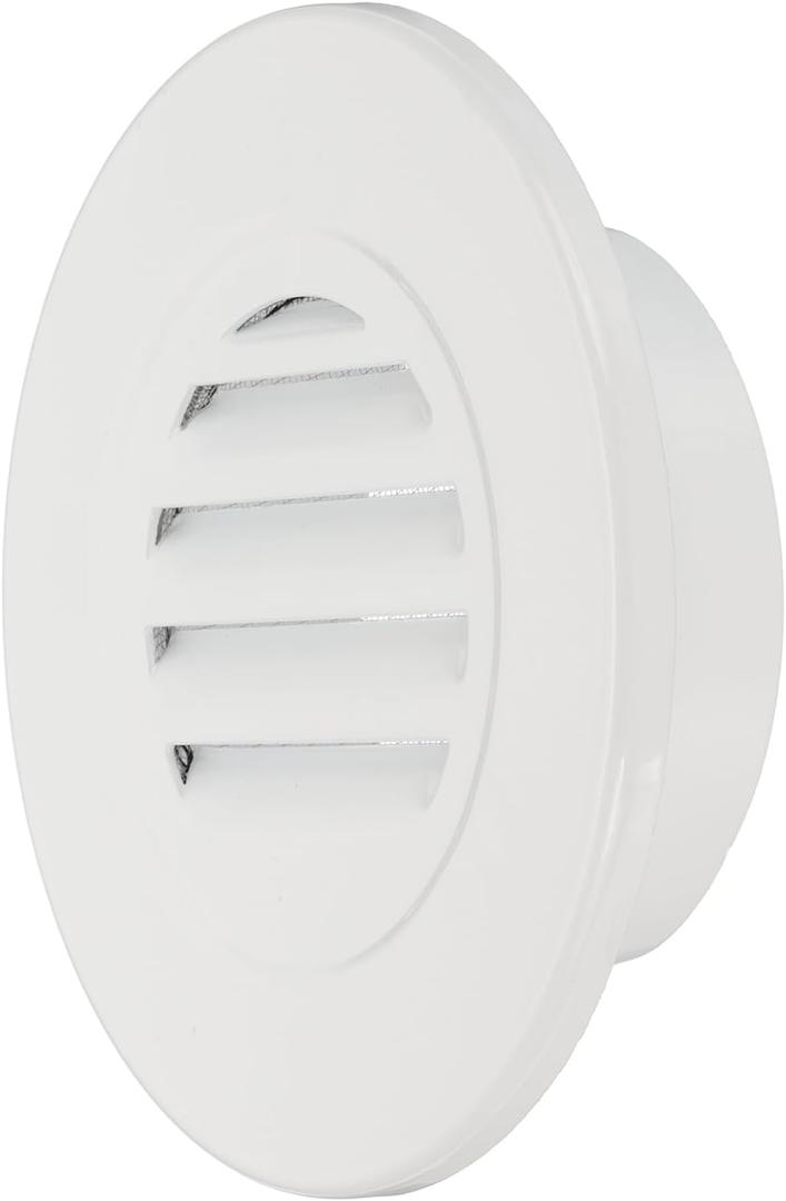 PATIKIL 4 Inch Round Soffit Vent, Aluminum Alloy Wall Vent Grille Cover Exterior Exhaust Louvered Vent with Built-in Mesh for Kitchen Bathroom Garage, White