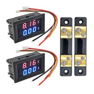 Aideepen 2pcs Digital Volt Amp Voltmeter Ammeter Meter DC 4.5-100V/50A Dual LED Voltage Amperage Current Meter Tester Panel with 50A 75mV Shunt(Red&Blue)