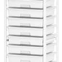 SYKIARIOL Rolling Cart with Drawers,10 Drawer Rolling Cart,Storage Cart with Wheels,Utility Cart with Drawers,Teacher Cart for Classroom Storage,Craft Cart with Wheels and Wooden Tabletop,White
