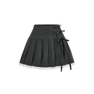 MakeMeChic Women's Bow High Waist Pleated A Line Mini Skirt Summer Skater Skirts S