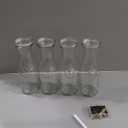 NETANY Set of 4 Glass Carafe with Lid, 1 Liter Beverage Serveware Carafe, Clear Glass Pitcher for Mimosa Bar, Brunch, Cold Water, Juice, Milk, Iced Tea, Lemonade