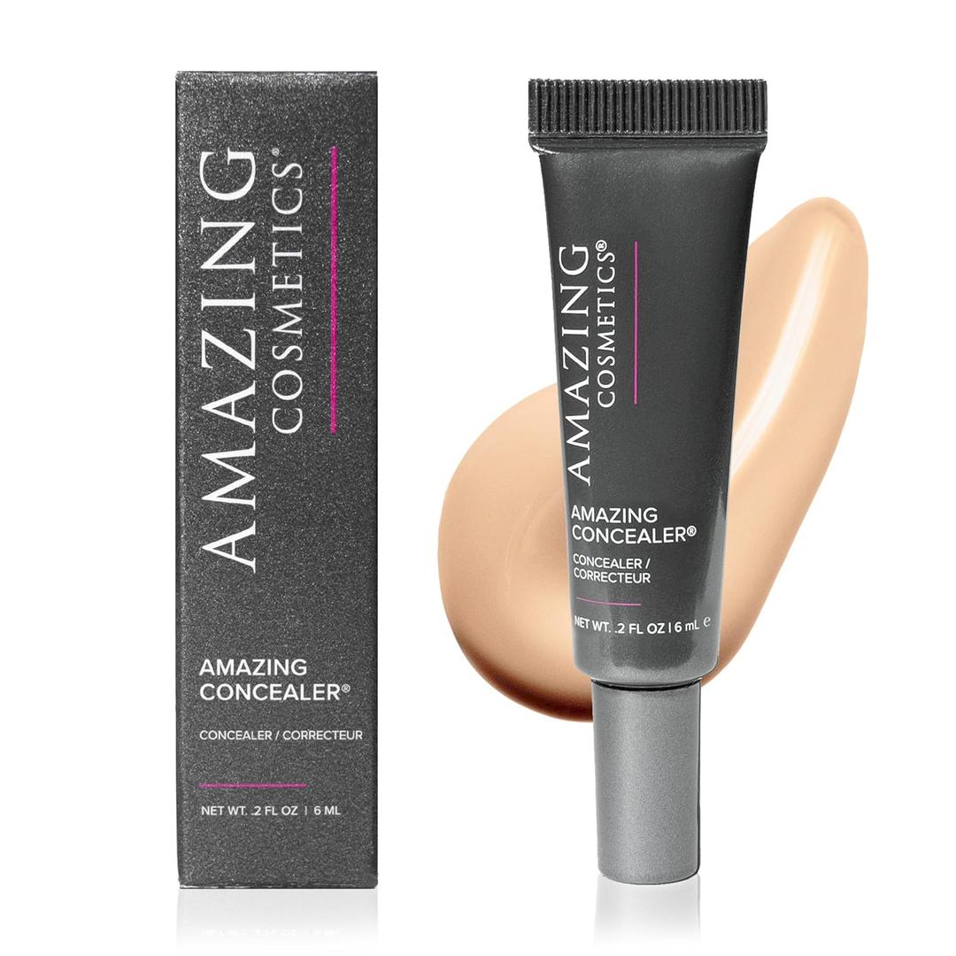 AmazingCosmetics Amazing Concealer, Full Coverage with Pin Dot Amounts, Long Wear Concealer Makeup for Undereye Dark Circles, Blemishes and Spots, Color Correcting, Skin- Like Finish (Light Beige)