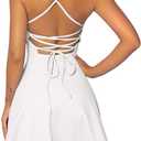 QINSEN Womens Two Pieces Tennis Dress with Shorts Workout Open Back Active Golf Dresses (White, L)