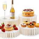 4Pcs Buffet Risers, Foldable Food Risers for Buffet Table, 12" Reusable Cardboard Display Risers Cylinder Stands with Acrylic Plates for Party, Wedding, Catering & Birthday Decor