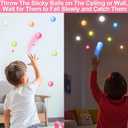 24 Pack Valentines Day Gifts for Kids Ceiling Sticky Balls Glow in The Dark Valentines Day Cards for Kids School Teens Boys Girls Stress Relief Fidget Toys Wall Ball Classroom Exchange Party Favors