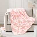 WRENSONGE Checkered Throw Blanket Blossom Smiling Face Soft Cozy Fluffy Warm Hand Made Throw Blankets for Couch, Sofa, Chair, Bed, Camping, Picnic, Travel Lightweight Bed Blanket - 50"*60"