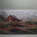 Farmhouse Wall Art Canvas Picture Red Rustic Barn Farm Artwork Decor Country Landscape Panoramic Countryside Rural Nature Scene Painting for Living Room Bedroom Office Decor Wall Decor 24"x48" (Brown)