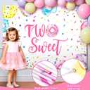 SNLN Two Sweet Birthday Party Decorations 2nd Birthday Supplies 'TWO' Boxes Donut Balloon Arch Backdrop Tablecloth Crown Foil Balloon Second 2 Year Old Birthdays Decorations for Girls