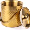 3L Double-Wall Insulated Stainless Steel Ice Bucket with scoop for Cocktail Bar - Metal Ice Bucket for freezer with Lid for parties,Camping,and More!champagne bucket,bar cart accessories(gold)