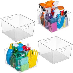 ClearSpace Clear Plastic Storage Bins  XL 4 Pack Perfect for Kitchen,Fridge, Pantry Organization, Cabinet Organizers