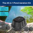 Pond Aerators for Outdoor Koi Ponds, Air Pump for Pond up to 3500 Gallons, All-in-One Flow Adjustable Pond Aeration Kit Pond Deicer with Double Outlet Airline Tubing Air Stones Check Valves