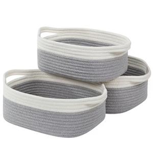 Baskets, Set of 3 for Home, Office, Dorm Room, Living Room, Bedroom, Bathroom, Nursery Storage and Organization (12x8x8in/11x7x7in/8x6x4in)